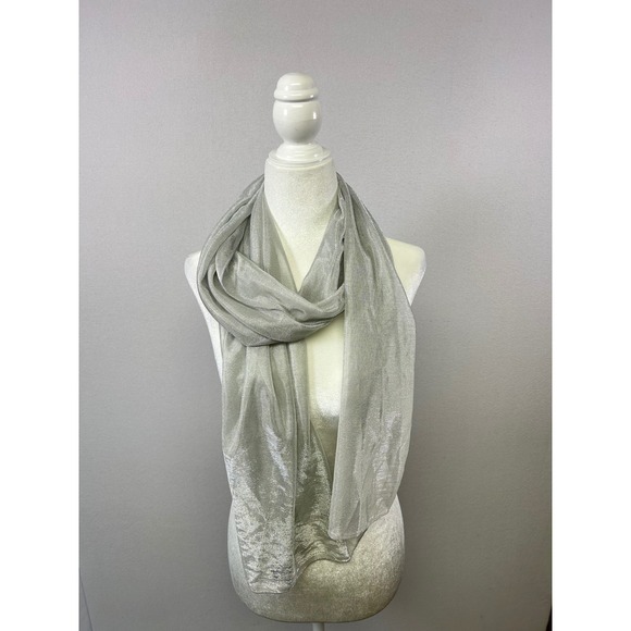 Formal Cejon Wrap Scarf Women One Size Silver Metallic Mesh Formal Evening Shawl - Picture 4 of 8
